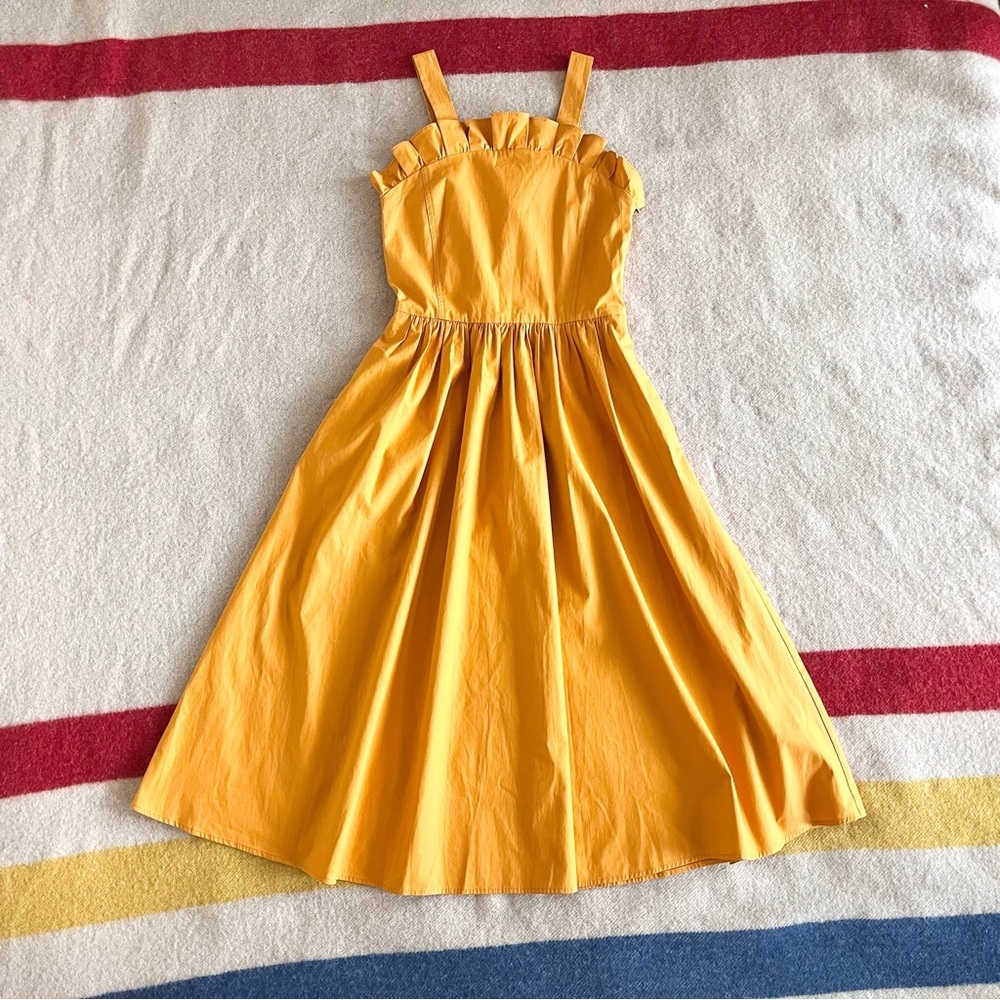 SEA New York sunrise ruffle lace up dress in marigold - Picture 7 of 13